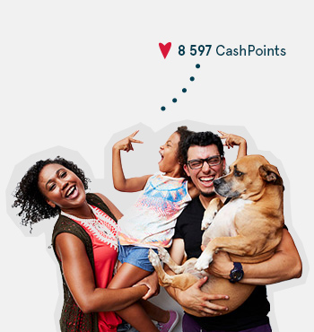 Image of a family with a dog earning CashPoints